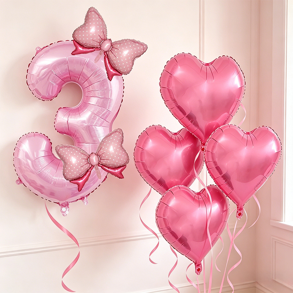 Confetti Balloon Set - Decoración de Fiesta con Lazo Rosa,