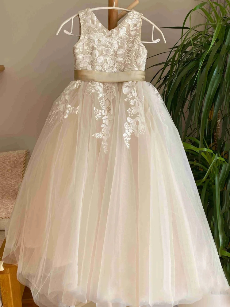 Bridal Sash Ribbon - Vestido elegante de flores para niña,