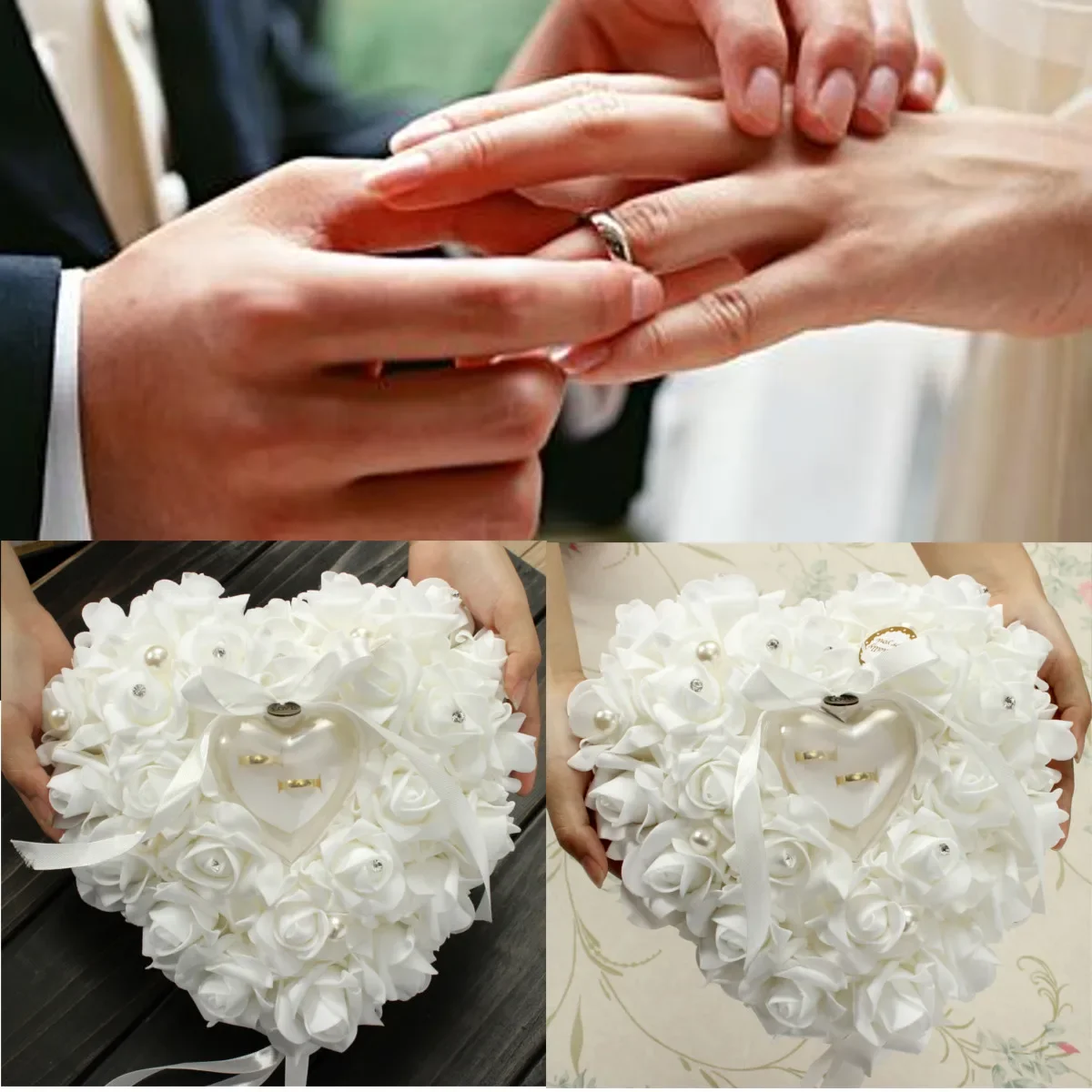 Ring Bearer Pillow - Portador de anillo blanco, soporte de