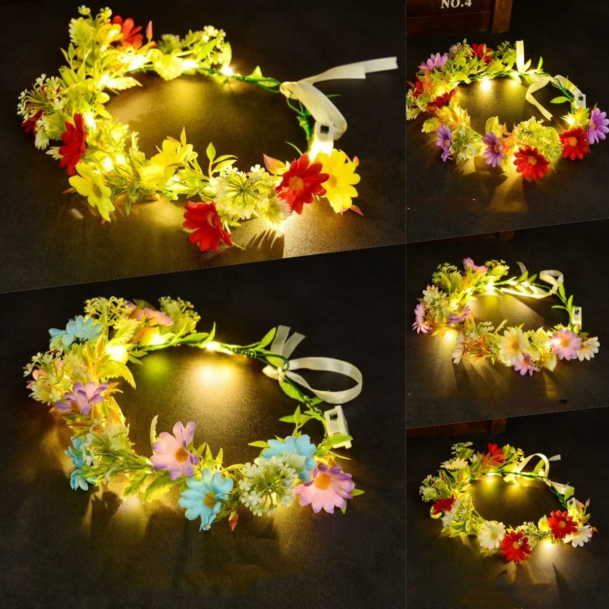 Wedding Arch Flower - Corona de flores con luz LED,