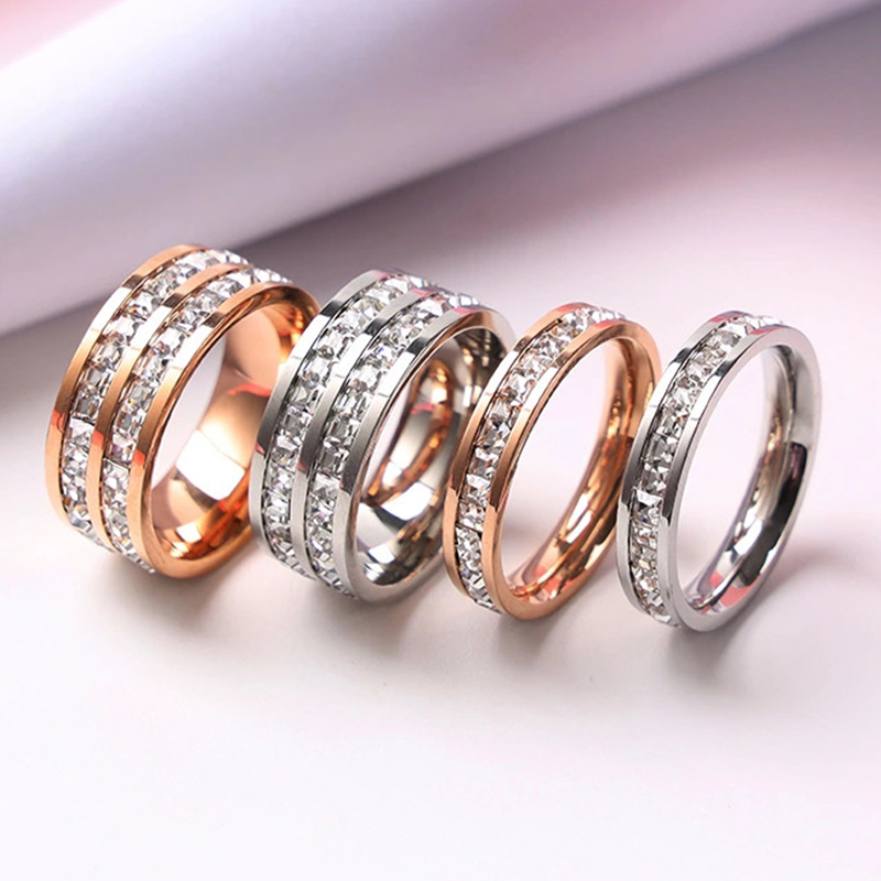 Wedding Z - Anillo de acero inoxidable con circonita